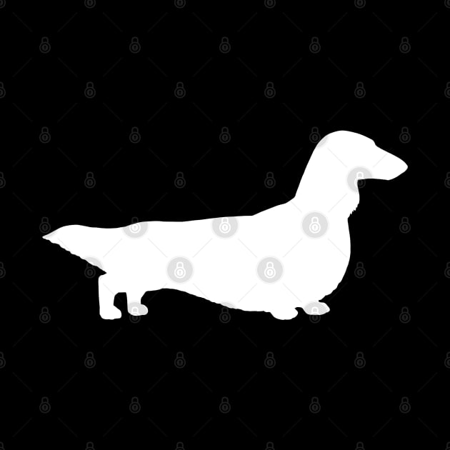 White Long Haired Dachshund Dog Breed Silhouette by Coffee Squirrel