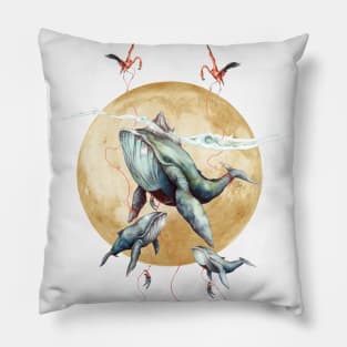 Flying Whales in the sky Pillow