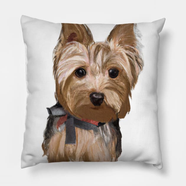 Cute Yorkshire Terrier Drawing Pillow by Play Zoo