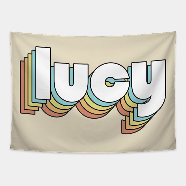 Lucy - Retro Rainbow Typography Faded Style Tapestry by Paxnotods