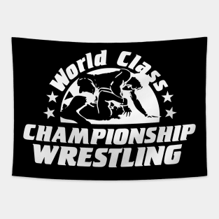 WCCW World Class Championship Wrestling WHITE Tapestry