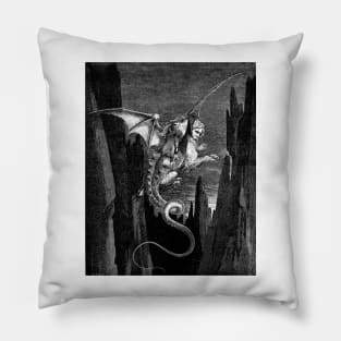 The Descent to Hell on Geryon's Back - Gustave Dore Pillow