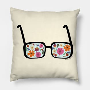 Pressed flowers reading glasses Pillow