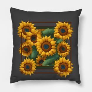 Sunflower in a frame Pillow