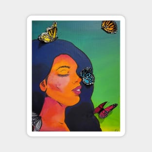 Peaceful Butterfly Girl Magnet