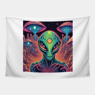 Psychedelic Trippy Alien Mushrooms Tapestry