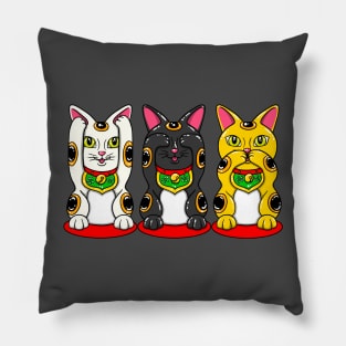 Maneki Neko - Hear See Speak No Evil Pillow