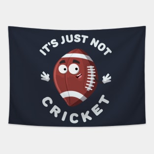 cartoon joyful american football ball mascot smiling It's Just Not Cricket Tapestry