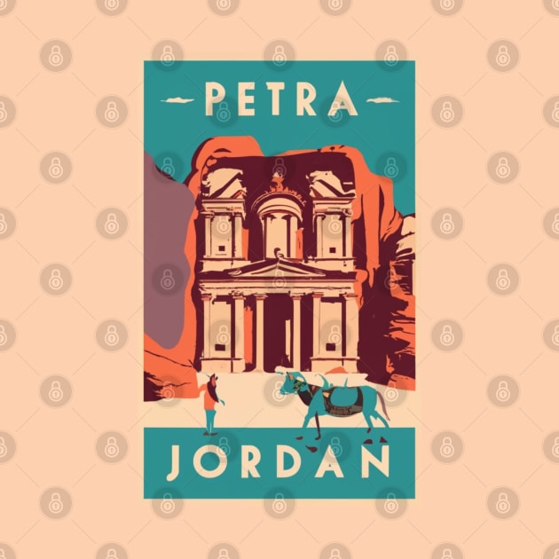 A Vintage Travel Art of Petra - Jordan by goodoldvintage