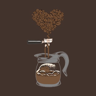 Barista And The Great Wave Coffee Beans Art T-Shirt