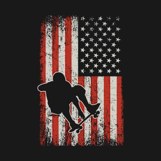 USA Flag Skateboarding T-Shirt