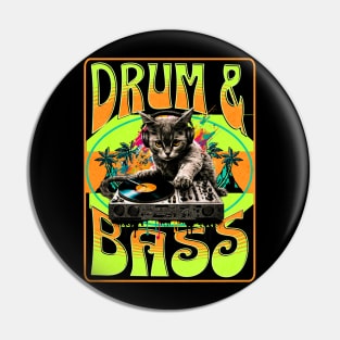 DRUM AND BASS  - Psychedelic Cat Dj (lime/orange) Pin