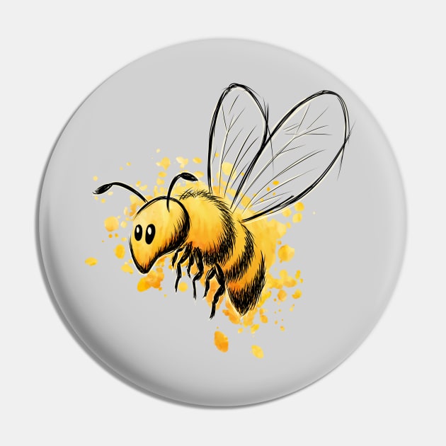 Casual Watercolor Wildlife Illustration | Cute Little Honey Bee Pin by SkizzenMonster