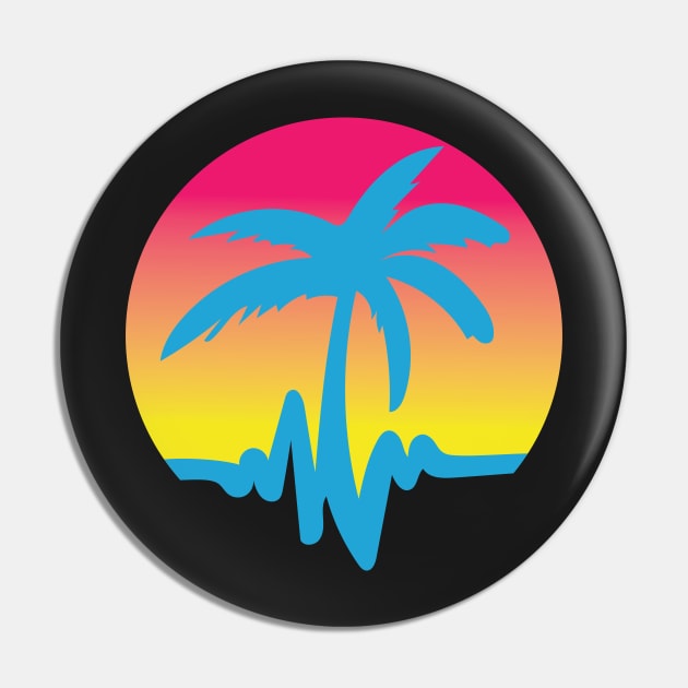 Palms and Wavs Sunset Logo Tee Pin by jhonithevoice