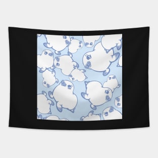 Pale Baby Seal on Ice Blue Tapestry