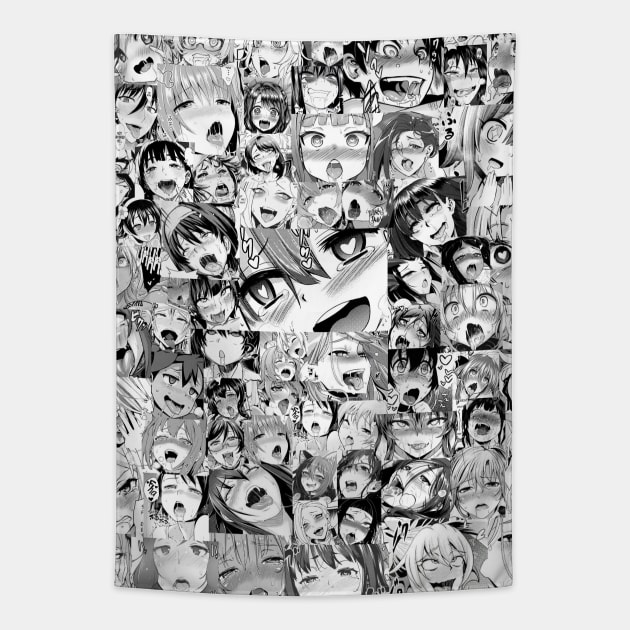Ahegao Manga Girls Collage Tapestry by ThisOnAShirt