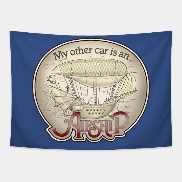 My Other Car Is An Airship Tapestry by hatsandspats