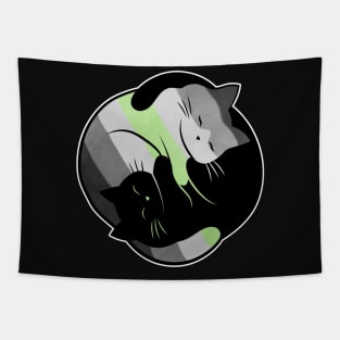 Agender Yin Yang Cat Tapestry