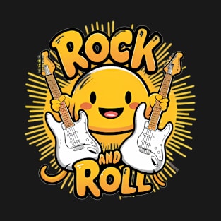 Groovy Smiley Serenades With Rock and Roll Guitars T-Shirt