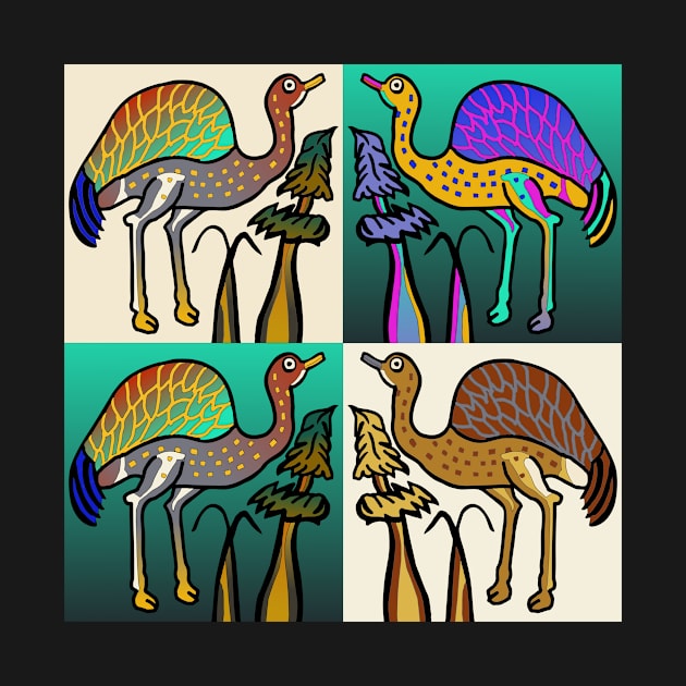 4 very bright Roman ostriches by Mosaicblues