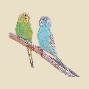 Cute budgies - green and blue T-Shirt