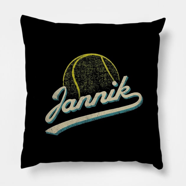 Jannik Sinner - Tennis Ball Pillow by Retro Travel Design