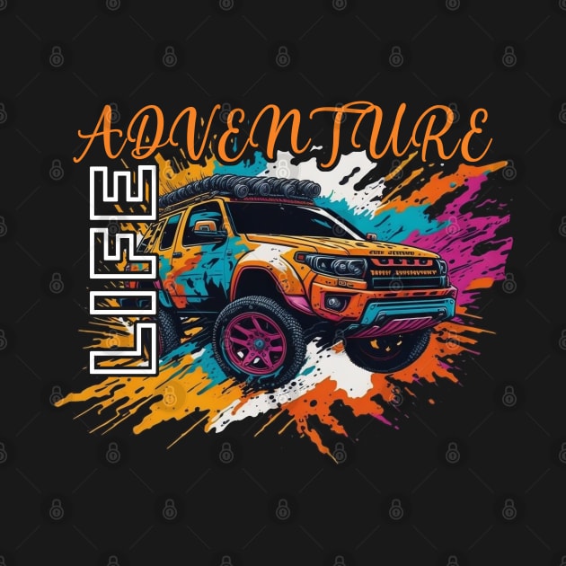 Adventure life 4x4 car retro design. by Sohan Print Store