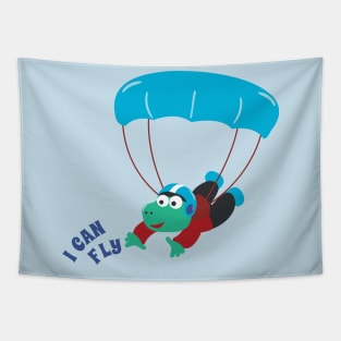 Vector illustration of a cute skydiver. Tapestry