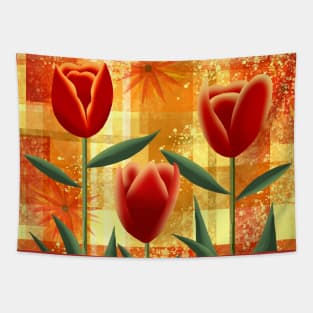 Red Tulips Tapestry