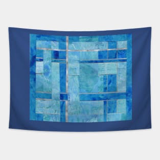 Woven Collage Monoprints in Blue Tapestry