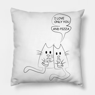 Two cats love each other and pizza Pillow