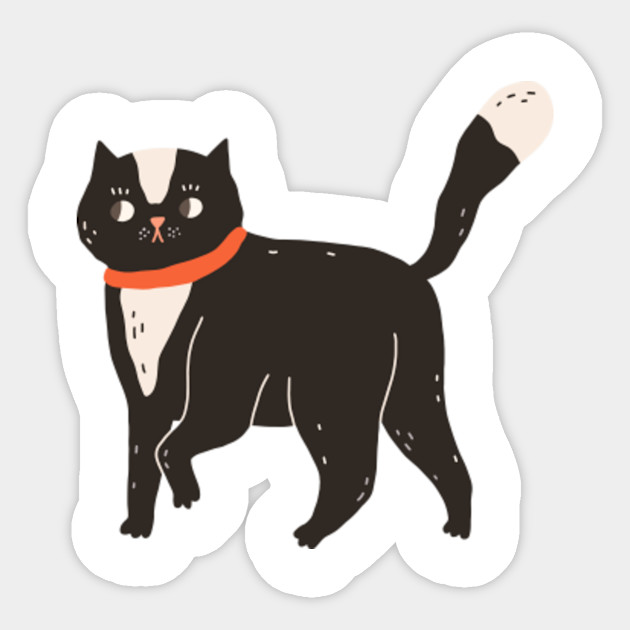 Proud Black Cat With A Red Collar Kitten Black Cat Sticker