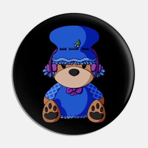 Blueberry Muffin Teddy Bear Pin by Alisha Ober Designs