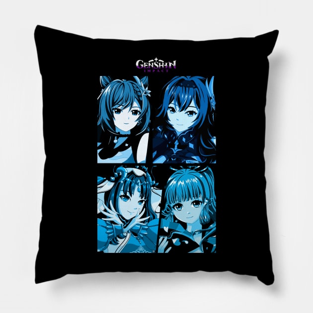 Genshin Waifu - Eula , Keqing , Nilou & Ayaka Pillow by Araki Shop