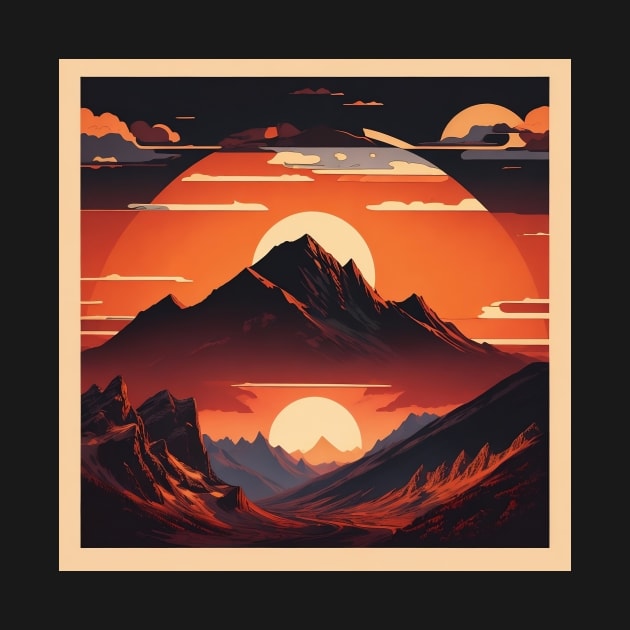 retro vintage moutain sunset by mouriss