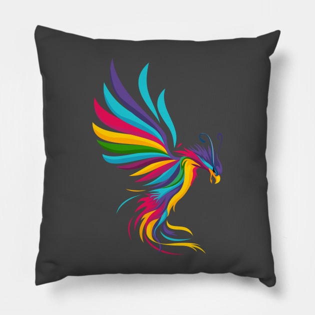 rainbow phoenix Pillow by keenkei