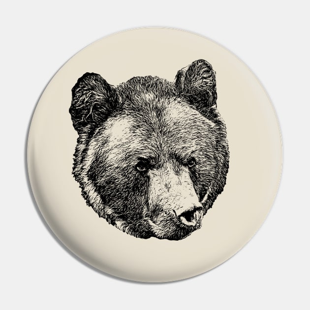 Brown bear portrait Pin by Guardi