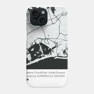 Map design  Queen's Floralpark Valler stream Lawrence Somerville Seaside Lga Phone Case