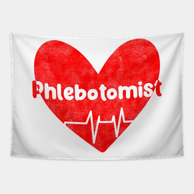 Funny Phlebotomist Heart  And Heartbeat Design For Nurses Tapestry by BenTee
