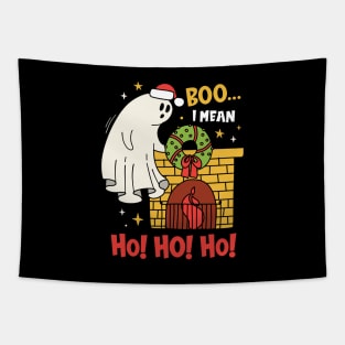 Boo I Mean Ho Ho Ho Halloween Ghost Funny Christmas Tapestry