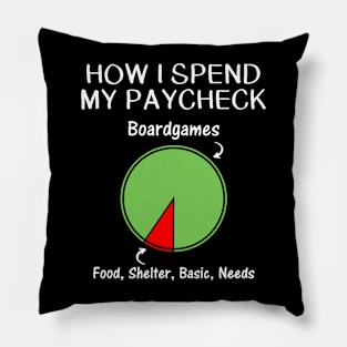 How I Spend My Paycheck Boardgame Pillow