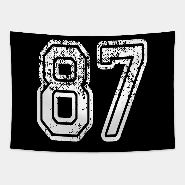 Number 87 Grungy in white Tapestry by Sterling