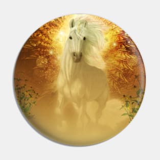 Awesome running white unicorn Pin