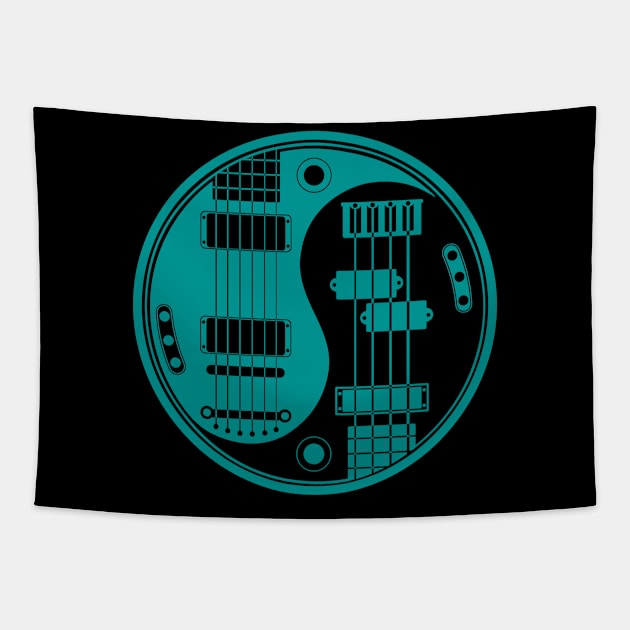 Blue and Black Guitar Bass Yin Yang Tapestry by jeffbartels