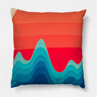 Retro Mountains and Sun Pillow