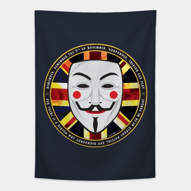 BONFIRE NIGHT - GUY FAWKES Tapestry by carbon13design