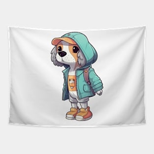 A cute dog wearing street fashion Tapestry