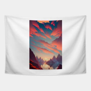 Beautiful Clouds - Mountain Range at Sunset Landscape Tapestry