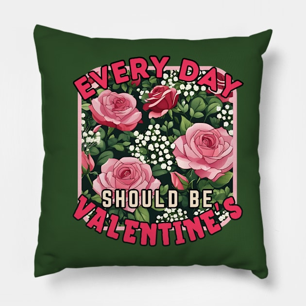 Roses and Baby's Breath for Valentine's Day. Pillow by Gone Retrograde