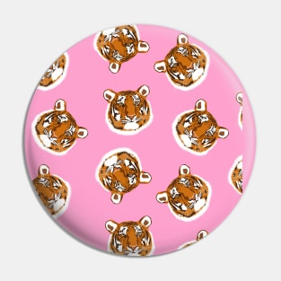 Tiger Head Design on Pink Pin